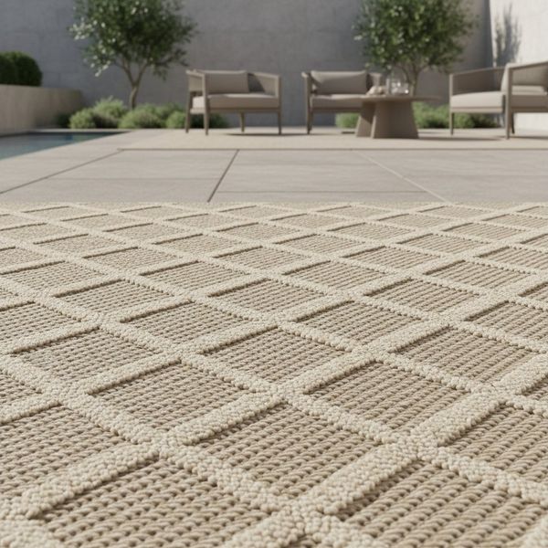 KADIMA DESIGN Outdoorteppich IMST Wetterfest UV-Beständig Balkon Waschbar Strapazierfähig, Läufer, Höhe: 8 mm, Beige, 80x150 cm, Balkonteppich Ethno Waschbar