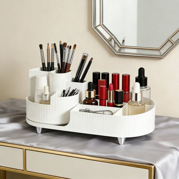 BlingBin Make-Up Organizer 360° Drehbarer Kosmetik Organizer, Make-up & Skincare Aufbewahrung, 1er Set, 1-tlg, 1tlg, Schmink Kosmetik Aufbewahrung, Kosmetikorganiser für Schlafzimmer, Bad