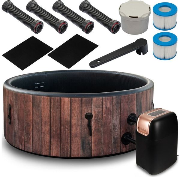 COIL Whirlpool SPA Aufblasbar, Schwimmbad mit Hydromassage, PVC-Bodenunterlage, extra dünn, In- & Outdoor, 4/6 Personen, 150/175 cm