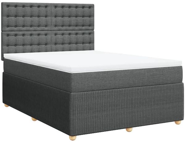 vidaXL Boxspringbett mit Matratze Dunkelgrau 140x200 cm Stoff 3294394 Bild 3