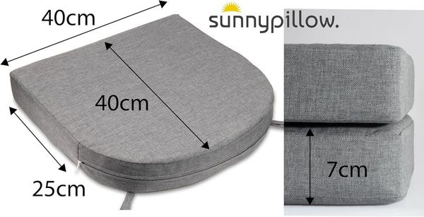 sunnypillow Stuhlkissen 2er Set Stuhlkissen 40 x 40 cm, zylindrische Form, "HAVANA", Grau