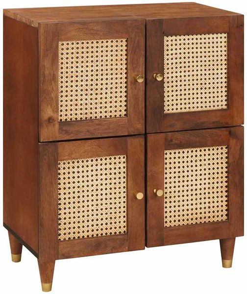 Sideboard, Kommode Braun 60 x 33,5 x 75 cm Massivholz Mango j1357p Bild 2