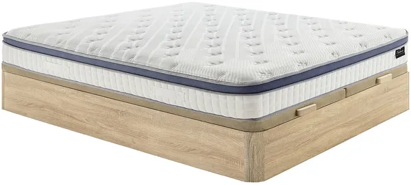 Vente-unique - MALAO Mattress and bed base set StoffHolz, Platte BeigeWeiß - B 180 cm x H 25 cm30 cm x L 200 cm