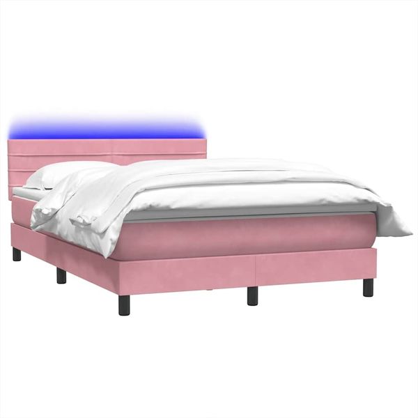 vidaXL Boxspringbett mit Matratze & LED Rosa 160x220 cm Samt 3317036 Bild 3
