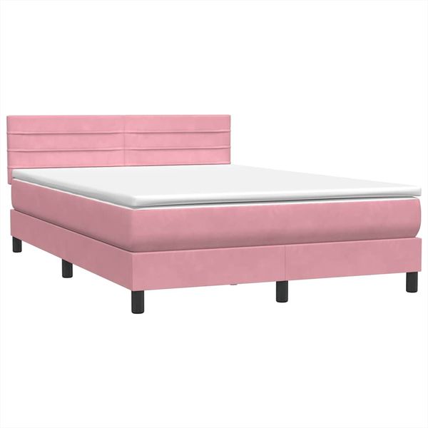 vidaXL Boxspringbett mit Matratze & LED Rosa 160x220 cm Samt 3317036 Bild 5