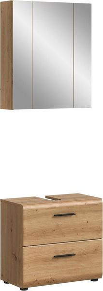 welltime Badmöbel-Set FLORENZ, TOPSELLER!, 2-teilige Badkombination, hochwertige MDF-Front, (Set, 2-St, bestehend aus: 1 Waschbeckenunterschrank, 1 Spiegelschrank), Bad-Kombination, Bad-Möbel, Badezimmer, Kombination, Kombi