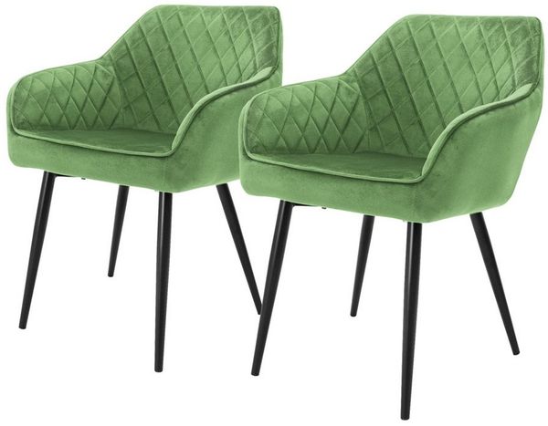ML-DESIGN Stuhl Esszimmerstühle mit Rücken- & Armlehne moderne Design Küchenstühle (2 St), Küchenstuhl Grün mit Samtbezug, Ergonomischer Polsterstuhl