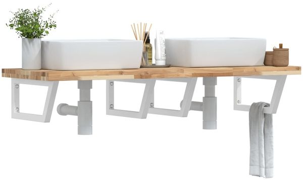 vidaXL Waschbeckenregal Wandmontage Stahl und Akazienholz 3302818