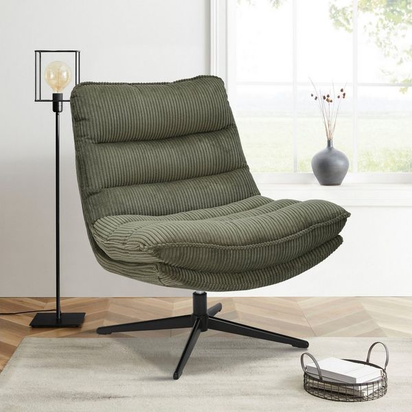 OTTO home Sessel AVAA, Loungesessel im softem Cord-Bezug, 360° Grad drehbar, Relax- und TV-Sessel