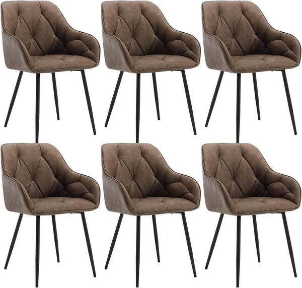 Woltu 4-Fußstuhl (Set, 6 St), Esszimmerstühle ergonomischer aus Kunstleder