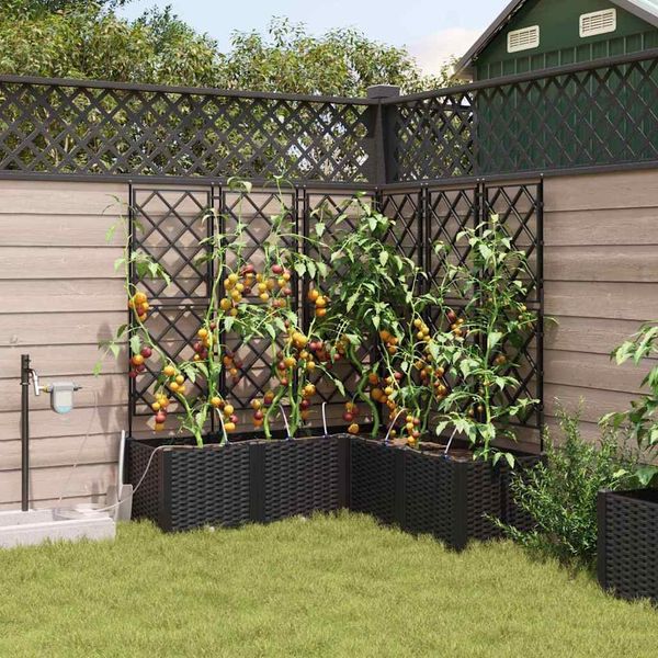 vidaXL Garten-Pflanzgefäß 5 pcs Schwarz 120 x 120 x 142 cm Kunststoff 42002856