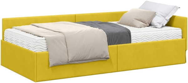 vidaXL Eckbettgestell mit Matratze Sonstiges 2 pcs Gelb Samt 3393650