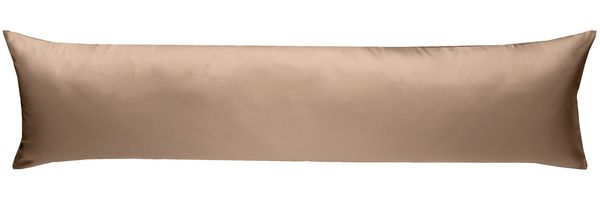 Mako-Satin Seitenschläferkissen Bezug uni / einfarbig hellbraun 40x145 cm von Bettwaesche-mit-Stil