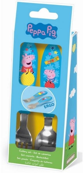 Peppa Pig Kinderbesteck Peppa Wutz Hooray Metall-Ergo-Besteckset, 2-teilig (2-tlg), Edelstahl Bild 2