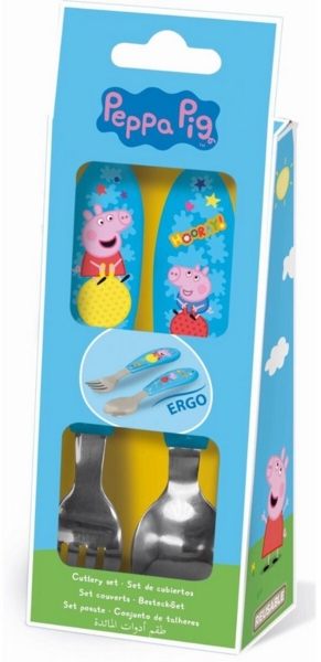 Peppa Pig Kinderbesteck Peppa Wutz Hooray Metall-Ergo-Besteckset, 2-teilig (2-tlg), Edelstahl Bild 3