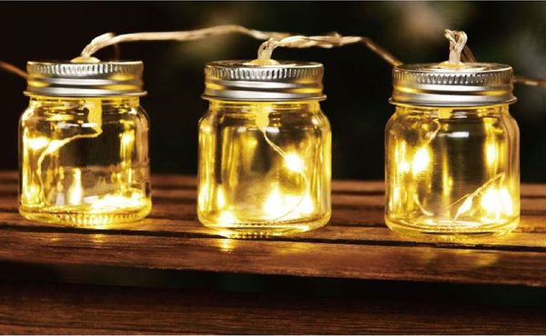 Solar-Party-Lichterkette mit 8 LED Einmachgläser warmweiß mit Blinklicht Deko