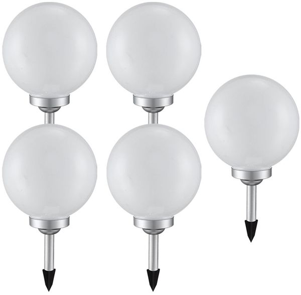 5x LED Solarleuchte, Kugel weiß, DM 20 cm, H 62 cm