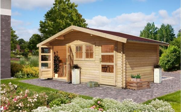 Mittelwandhaus Lagor 2 - 507x327 cm, 38 mm Blockbohlen natur, Karibu