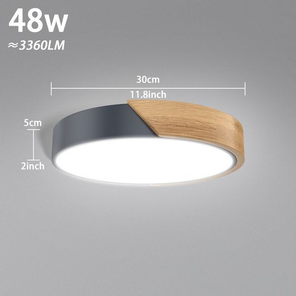 FIVMEN LED Deckenleuchte Deckenlampe Holz Deckenleuchte Deckenlampen Rund Lampen, Kaltweiß