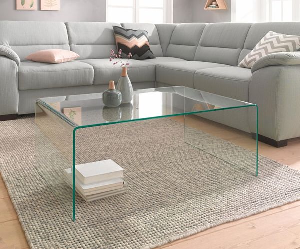 Concept GmbH Couchtisch in Klarglas, Glas - 110x40x60cm (BxHxT)