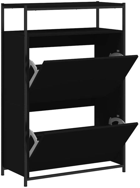 Schuhschrank, Schuhkipper für Flur, modern Schwarz 75x34x112 cm Holzwerkstoff