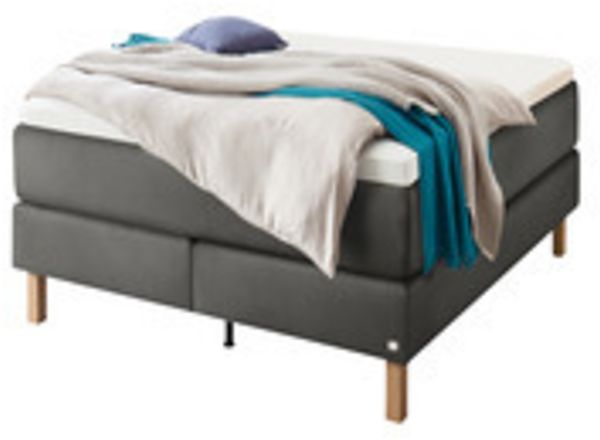Carlota Boxspringbett grau Eiche MassivholzPolyester 200cm x 200cm x 60cm