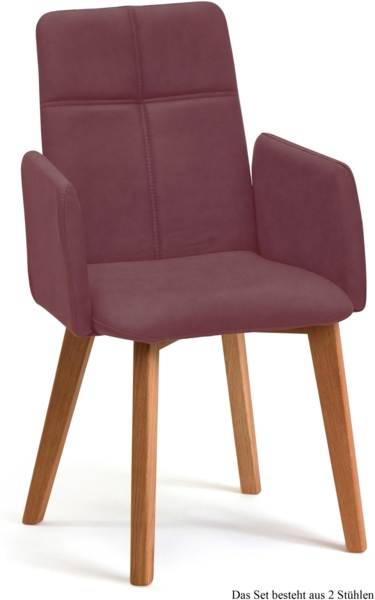 Armlehnstuhl (2er-Set) Dardana 52x92x60 Eiche geölt/Marsala