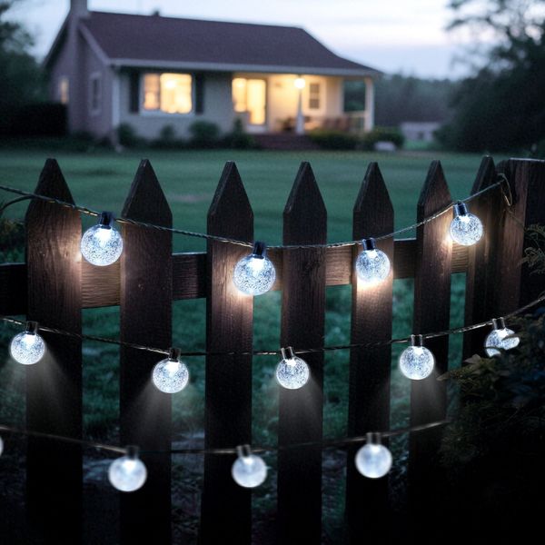 Salcar LED Solarleuchte LED Kugel-Lichterkette Außen Solar Gartenleuchte, 10m Kaltweiß