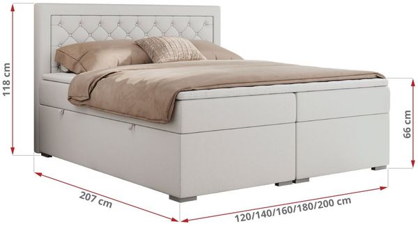 Boxspringbett, Modern Bett mit Multipocket-Matratze und zwei Bettkästen - JASIR - 160 x 200 cm - Weiß Kunstleder - H3 Bild 5