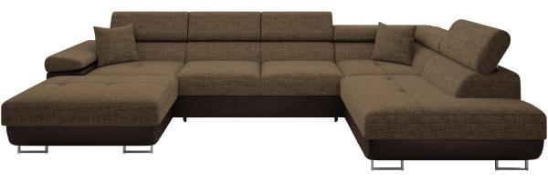 Ecksofa Torezio Bis mit Bettkasten, Schlaffunktion und Einstellbare Kopfstützen (Farbe: Soft 066 + Lux 03, Seite: Rechts)