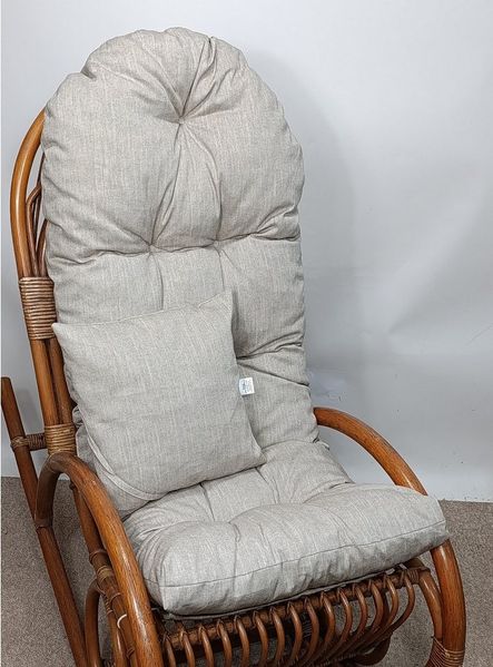 Rattani Polsterauflage Polster für Schaukelstuhl Liegestuhl 130x50x10 cm + Zierkissen 40x40, (Polster für Schaukelstuhl + Dekokissen), Stoff Uni Boheme Taube. Viele weitere Farben lieferbar.