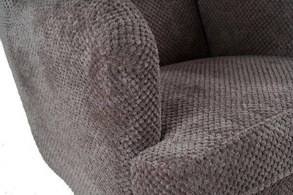 OSKAR Ohrensessel mit geknöpfter Polsterung, Taupe - Vintage Wohnzimmer Sessel mit Massivholz Füßen - 78 x 102 x 98 cm (B/H/T)