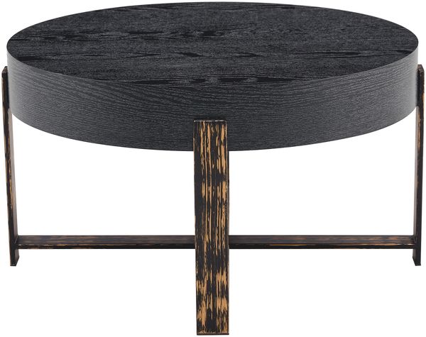 Beistelltisch rund mit MDF-Platte & Metallgestell, Ø 68x39 cm, Schwarz Bild 6