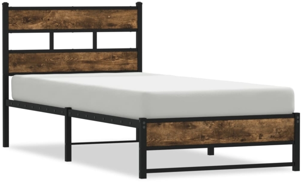 vidaXL Metallbett ohne Matratze Räuchereiche 100x200 cm 4017213