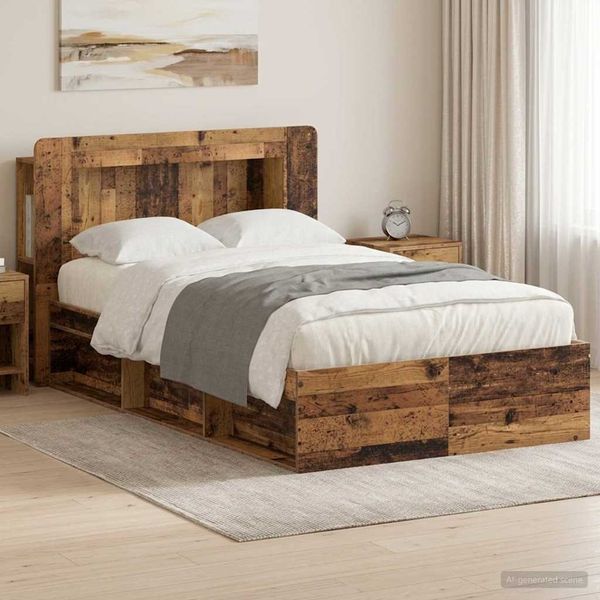 vidaXL Bettgestell mit Stauraum Altholz 120 x 190 cm Holzwerkstoff 3433466