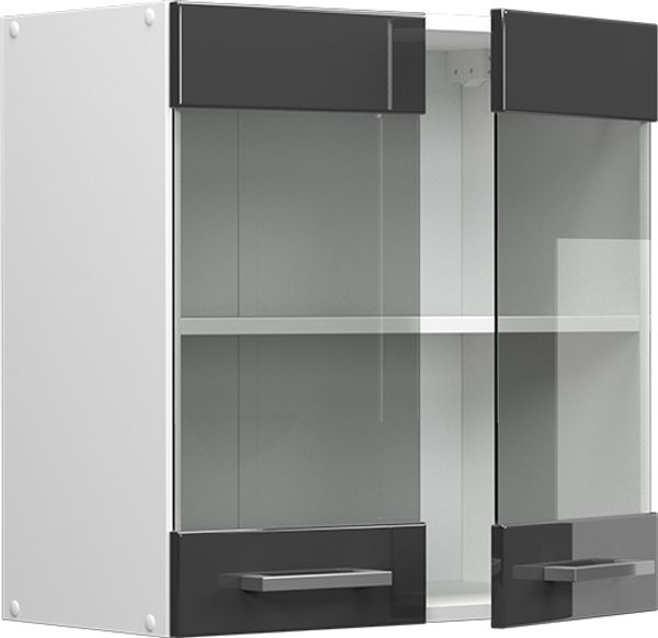 Hängeschrank R-Line Anthrazit Hochglanz 60 cm mit Glastüren Vicco Bild 5