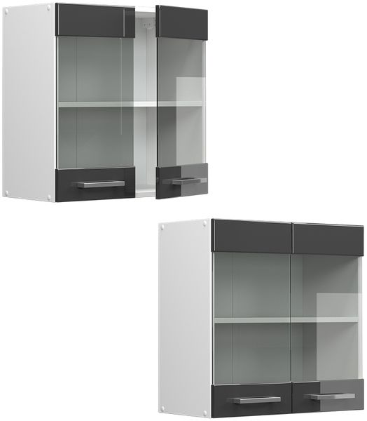 Hängeschrank R-Line Anthrazit Hochglanz 60 cm mit Glastüren Vicco Bild 6