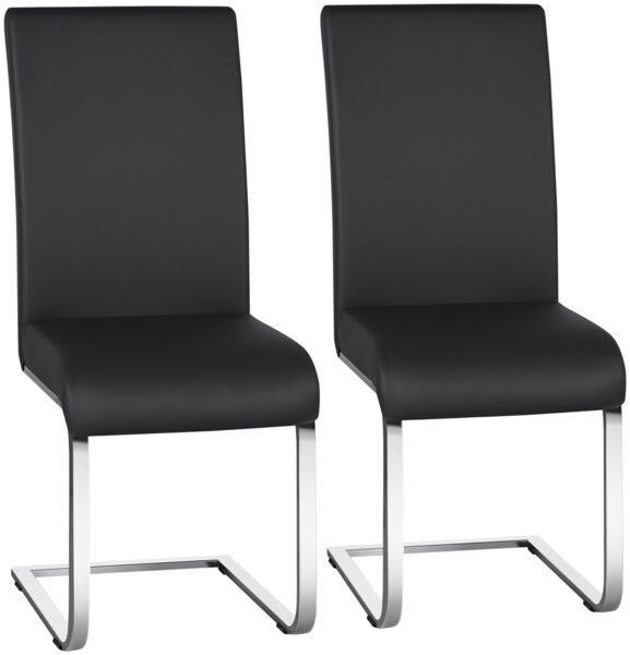 Yaheetech 2er-Set Freischwinger, Kunstleder, Schwarz, 41,5 x 55 x 103 cm