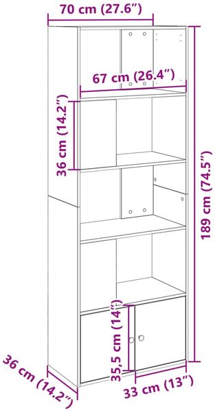 vidaXL Bücherregal Weiß 70x36x189 cm Holzwerkstoff 3295317 Bild 9
