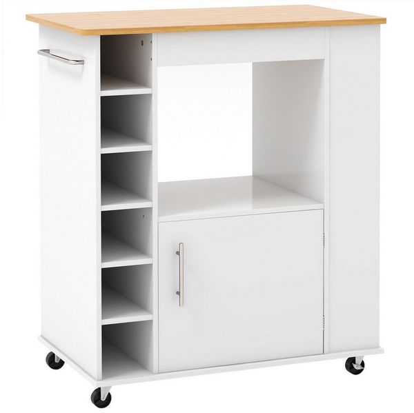COSTWAY Küchenwagen, mit Gewürzregalen für 6 Flaschen, rollbar, bis 61kg