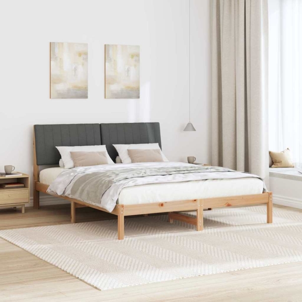 vidaXL Bettrahmen mit Kopfteil Braun 150 x 200 cm Massives Kiefernholz 3394414 Bild 3