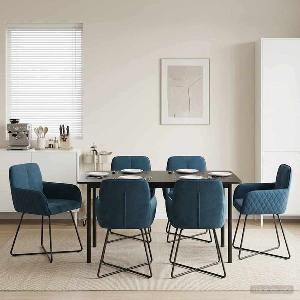 vidaXL Esszimmerstühle 6 pcs Samt (V) Blau 59 x 56,5 x 86 cm 3428226