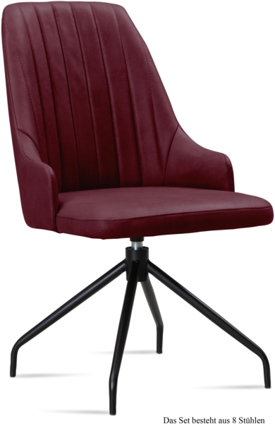 Esszimmerstuhl drehbar (8er-Set) Doreen 52x91x60 Schwarz/Marsala
