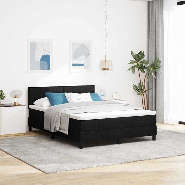 vidaXL Boxspringbett mit Matratze mit LED Schwarz 140 x 190 cm Stoff 3342130