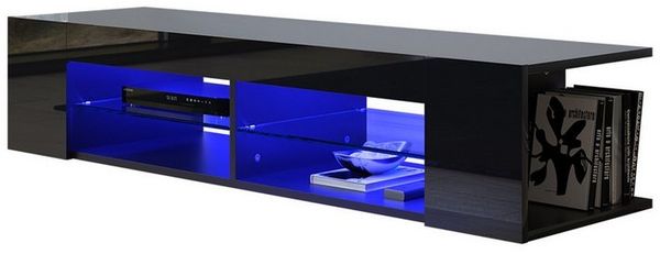 SONNI Lowboard TV Schrank schwarz mit 12 Led Farben Beleuchtung, TV