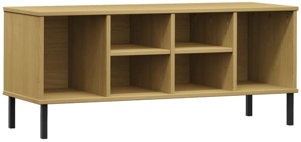 Schuhregal, Schuhablage, platzsparend mit Metallbeinen Braun 106x35x45 cm Massivholz