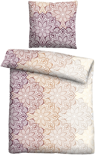 Traumhaft schlafen - Castell - Markenbettwäsche Feinbiber Bettwäsche 0301127 MANDALA, macchiato, 1x 155x220 cm + 1x 80x80 cm