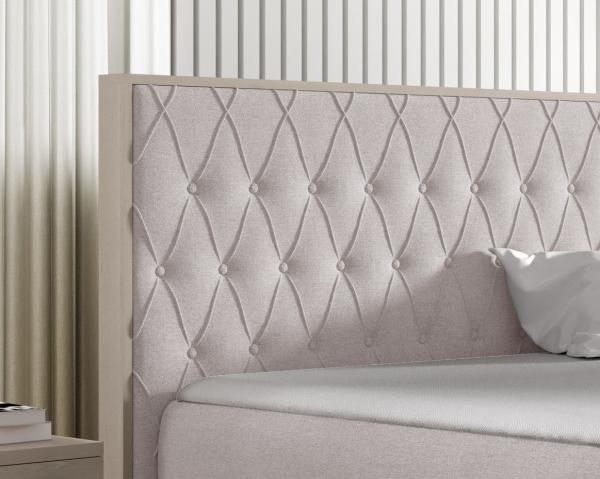 Boxspringbett Bett BROMIA 180x200 cm Nordic Teak Stoff Hellbeige inkl. Bettkasten Bild 3