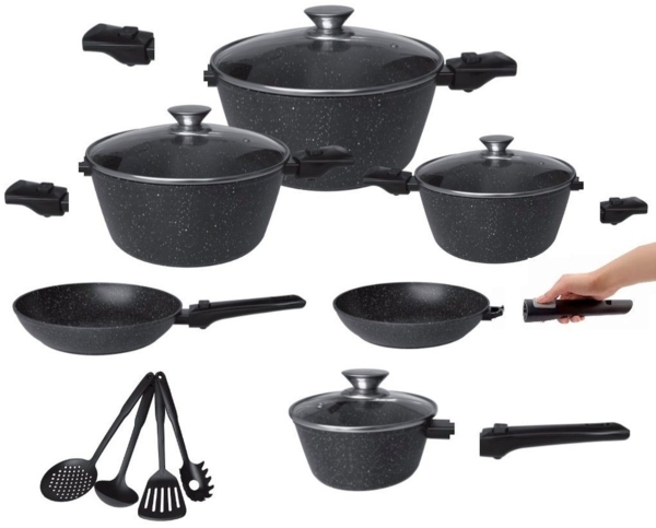 Kochtopf Topf Pfannen Set Kochgeschirr XXL 14 tlg Alu Guss Cheffinger CF-FAD1010