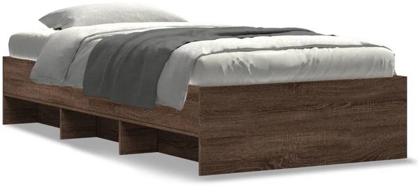 Einzelbettgestell Design für Erwachsene ohne Matratze Braun Eiche 90x200 cm Holzwerkstoff d4198e